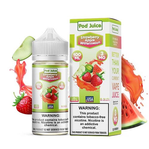 Pod Juice Strawberry Apple Watermelon (Simple Fruity Taste For All Day Vaping)